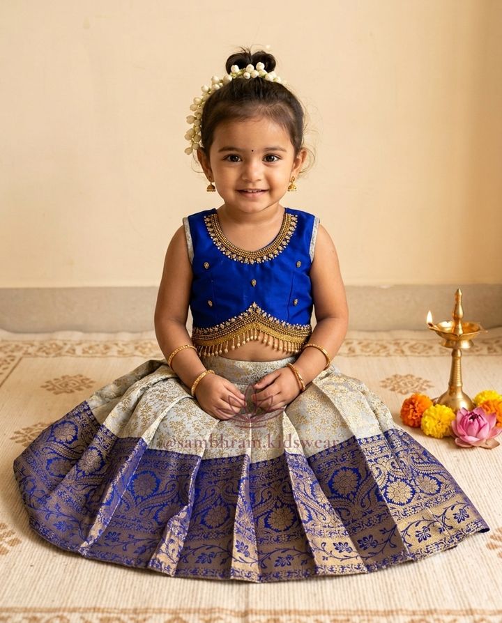 AI-styled preview of the royal blue and silver set on a toddler